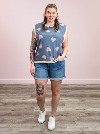 *NEW* Full of Love Tank | Denim & Pink