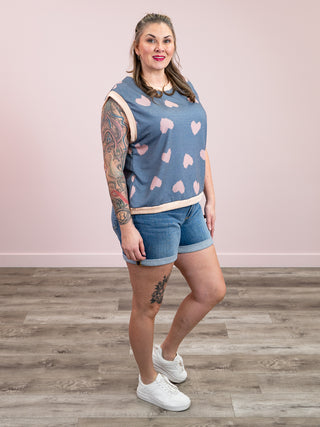 *NEW* Full of Love Tank | Denim & Pink