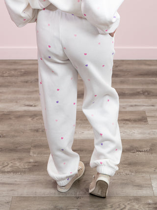 *NEW* Brunette The Label | All Over Tiny Heart Oversized Jogger | Cream & Multicolour