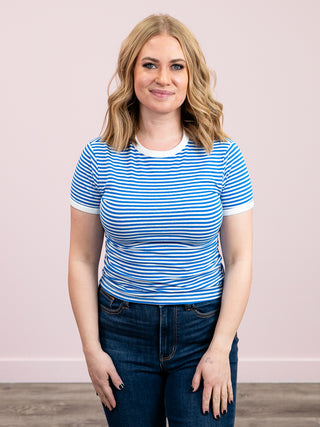 *NEW* Alexis Striped Tee | Ocean Blue