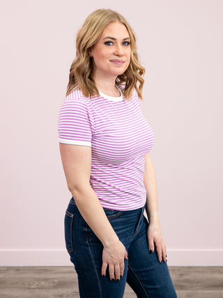 *NEW* Alexis Striped Tee | Bright Mauve