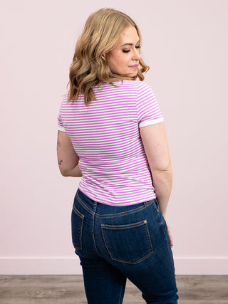 *NEW* Alexis Striped Tee | Bright Mauve