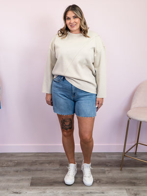 DEX | Cora Asymmetrical Hem Sweatshirt | Cream
