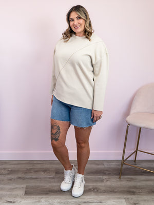 DEX | Cora Asymmetrical Hem Sweatshirt | Cream