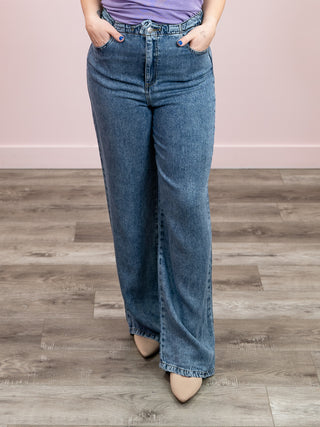*NEW* DEX | Arden Drawstring Waist Denim Pant | Medium Indigo Wash