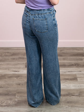 *NEW* DEX | Arden Drawstring Waist Denim Pant | Medium Indigo Wash