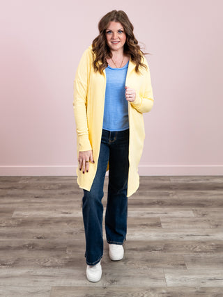 *NEW* Longline Hooded Cardigan | Yellow Glow