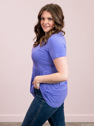 Sarah Ruffle Short Sleeve Top | Periwinkle Purple