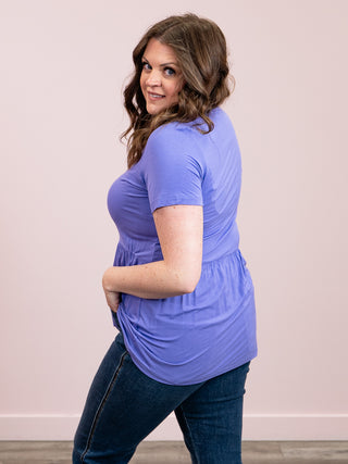 Sarah Ruffle Short Sleeve Top | Periwinkle Purple
