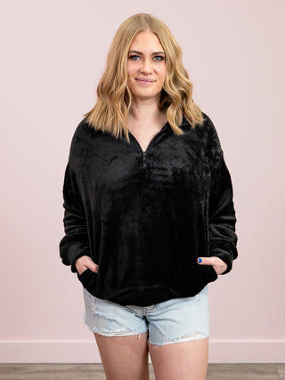 *NEW* Justina Faux Fur Halfzip Pullover | Black