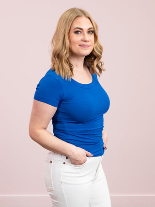 *SUNDAY STEAL* Emily Ribbed Short Sleeve Tee | Classic Blue