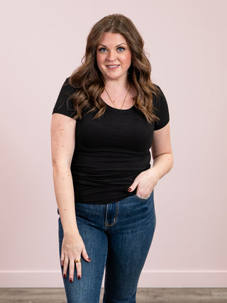*SUNDAY STEAL* Emily Ribbed Short Sleeve Tee | Black