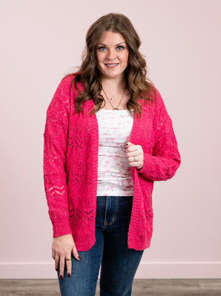 *NEW* Meg Light Knit Cardigan | Fuchsia