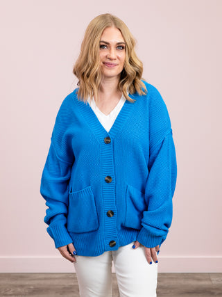 *NEW* Livia Button Up Oversized Cardigan | Ocean Blue