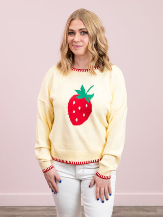 Berry Nice Stitch Knit Pullover | Butter Yellow Multi
