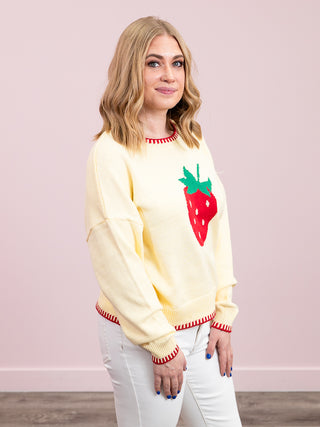 Berry Nice Stitch Knit Pullover | Butter Yellow Multi