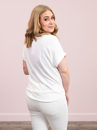 Remmie Short Sleeve Terry Top | Ivory