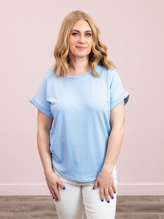 Remmie Short Sleeve Terry Top | Sky Blue