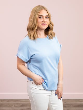 Remmie Short Sleeve Terry Top | Sky Blue