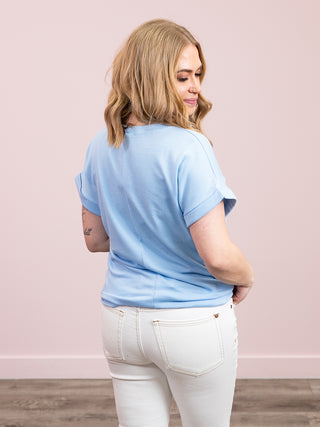 Remmie Short Sleeve Terry Top | Sky Blue