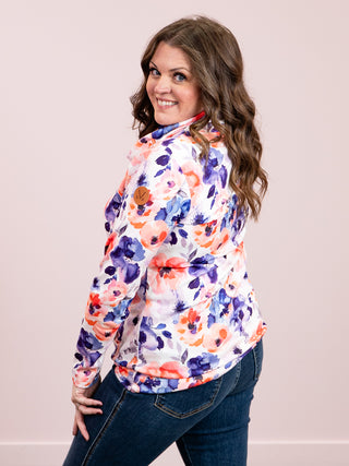 *NEW* Cassy Soft Funnel Neck Pullover | Sunset Watercolour Floral