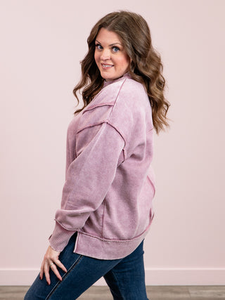 Sasha Acid Wash Fleece Sweatshirt | Washed Purple