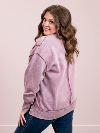 Sasha Acid Wash Fleece Sweatshirt | Washed Purple