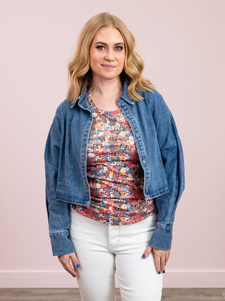 Jeanie Denim Cropped Shirt | Light Blue