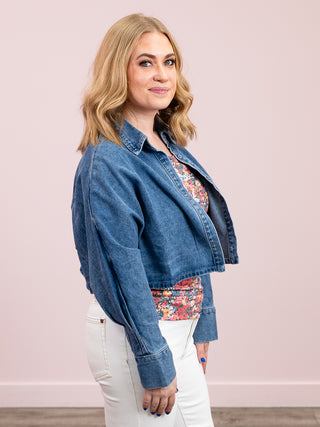 Jeanie Denim Cropped Shirt | Light Blue