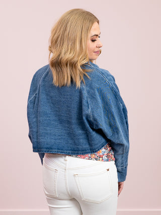 Jeanie Denim Cropped Shirt | Light Blue