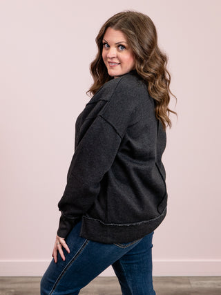 Sasha Acid Wash Fleece Sweatshirt | Black