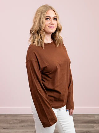 *NEW* Alexi Crew Neck Long Sleeve Top | Chestnut