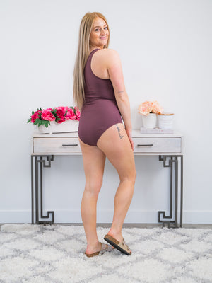 *FINAL SALE* Beach Bound | One Shoulder SWIMSUIT | PLUM Ribbed