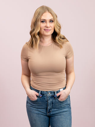 *NEW* Second Skin | Roxi Short Sleeve Top | Almond