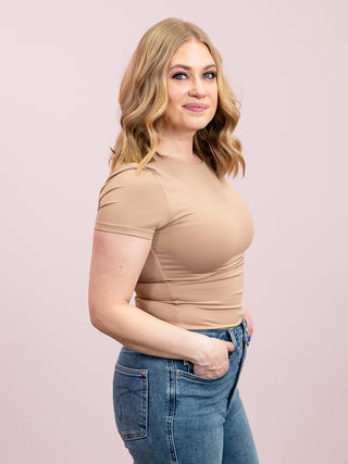 *NEW* Second Skin | Roxi Short Sleeve Top | Almond
