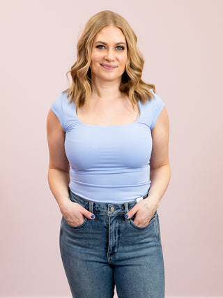 *NEW* Second Skin | Tiara Cap Sleeve Top | Perri Blue