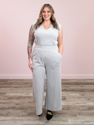 *NEW* Kenzie Striped Jumpsuit | Grey