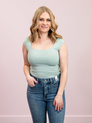 *NEW* Second Skin | Tiara Cap Sleeve Top | Ivy Green