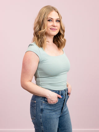 *NEW* Second Skin | Tiara Cap Sleeve Top | Ivy Green