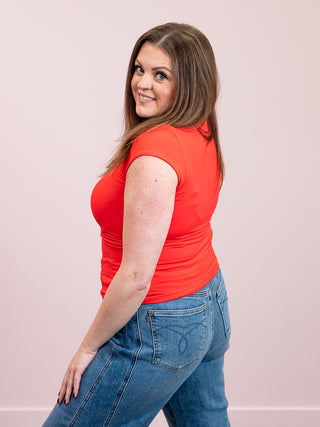 *NEW* Second Skin | Tiara Cap Sleeve Top | Cherry