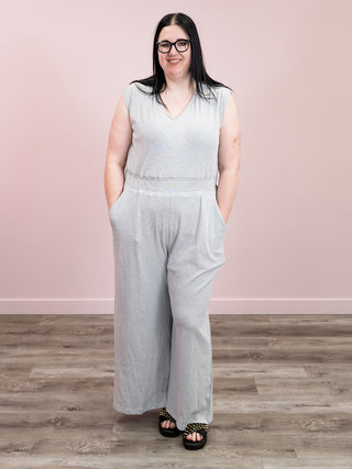 *NEW* Kenzie Striped Jumpsuit | Grey