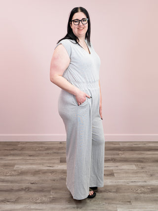 *NEW* Kenzie Striped Jumpsuit | Grey
