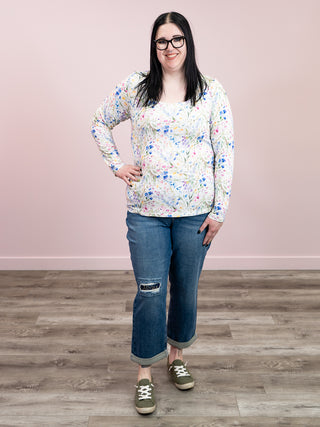 Judy Blue | Mid Rise Embroidered Boyfriend Jean | Darryl