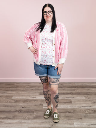 *NEW* Blushing Bella Long Sleeve Sweater Cardigan | Pink