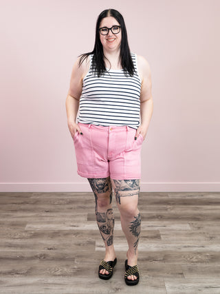 *NEW* Judy Blue | High Rise Double Cuff Short | Dusty Pink | Ollie