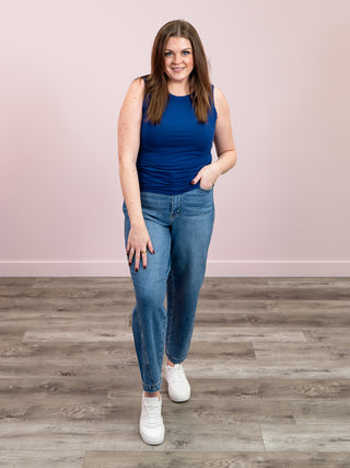 Suri Ribbed Tank Top | Navy