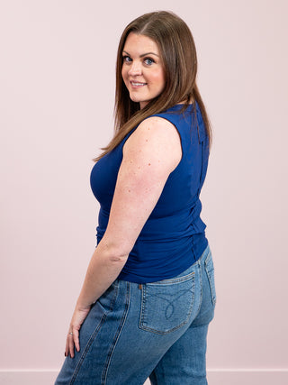 Suri Ribbed Tank Top | Navy