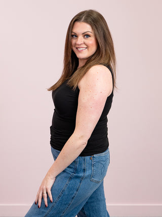 Suri Ribbed Tank Top | Black