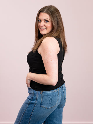 Suri Ribbed Tank Top | Black