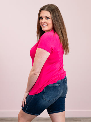 *NEW* Sunny V-Neck Tee | Hot Pink